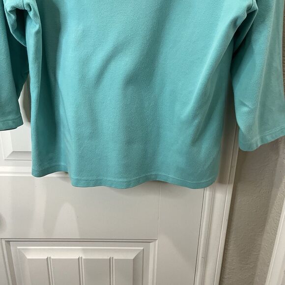 Decorated Originals VTG Teal Blue Floral Embroidered V Neck Top Womens Size 2X - Picture 3 of 9